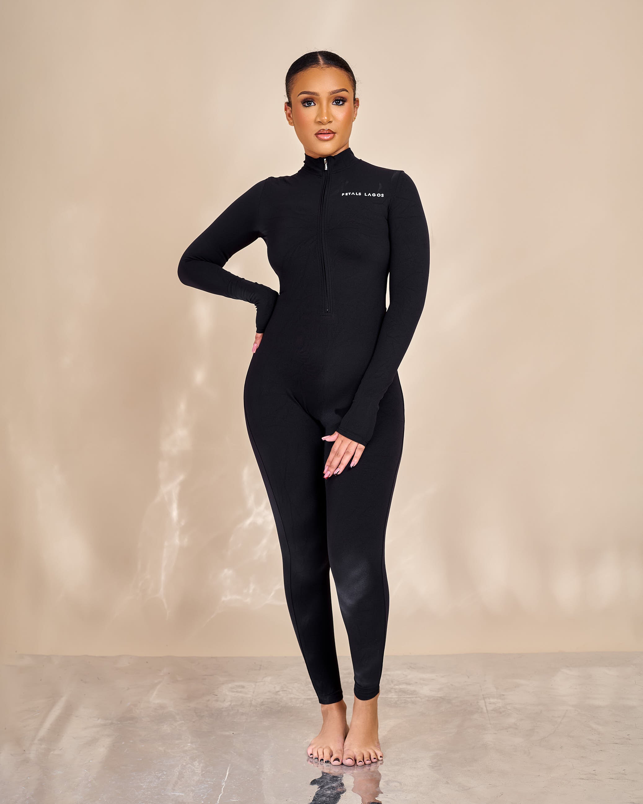 Analie Silhouette Long-sleeve Zip Up Jumpsuit