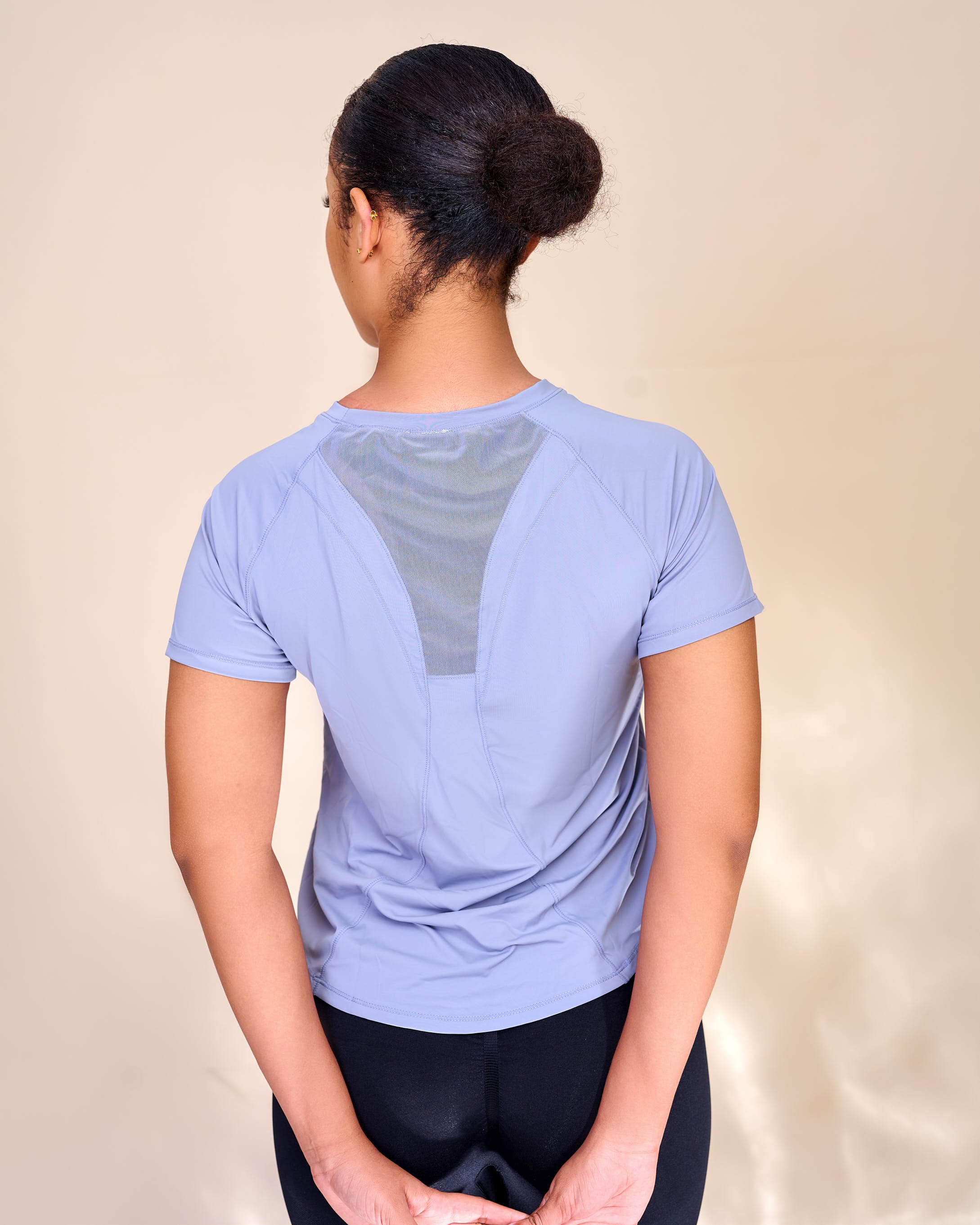 Zinnie Mesh Detail Loose Fit Short - Sleeve Oversized Top