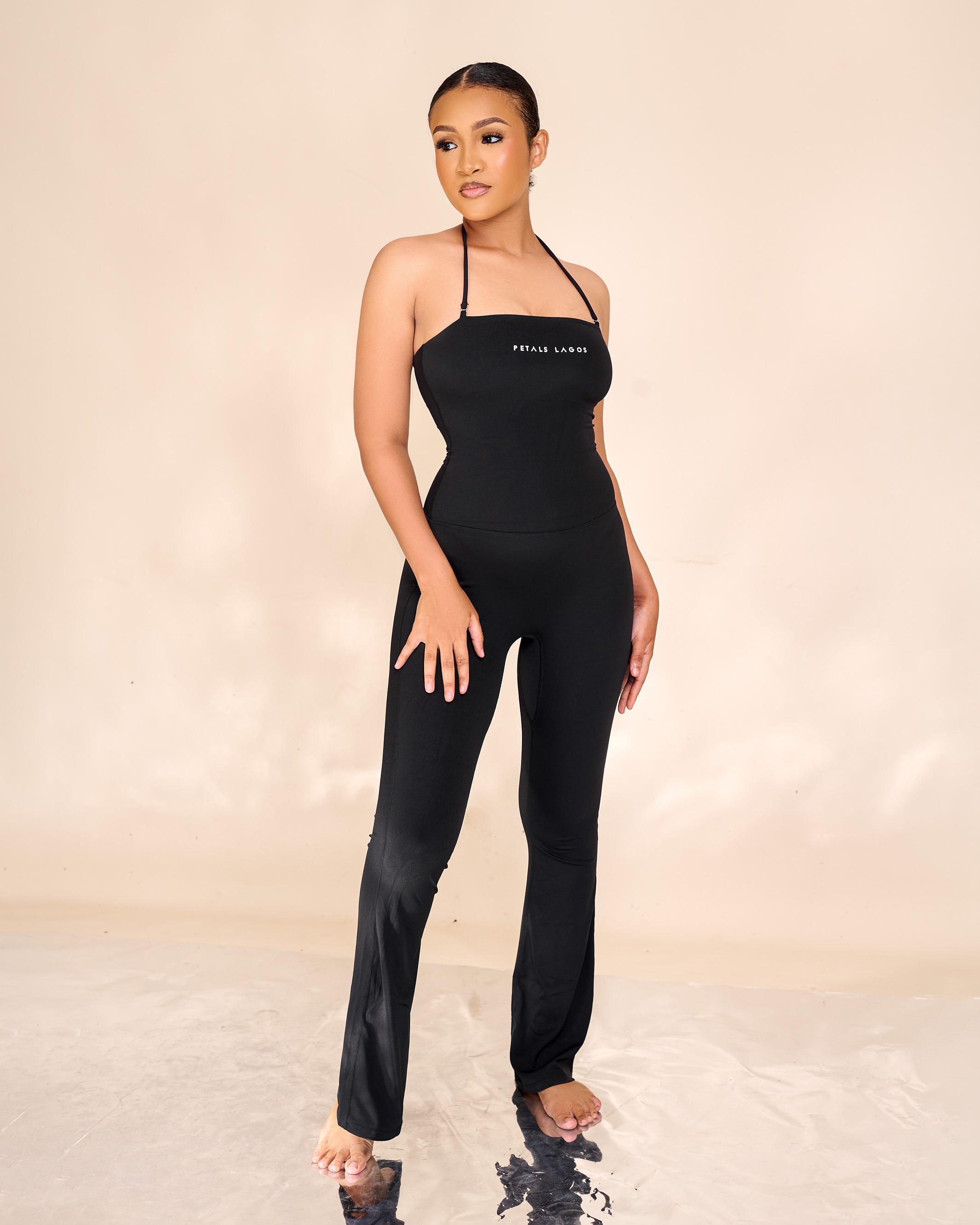 Eesa Halterneck Two Way Flared Jumpsuit