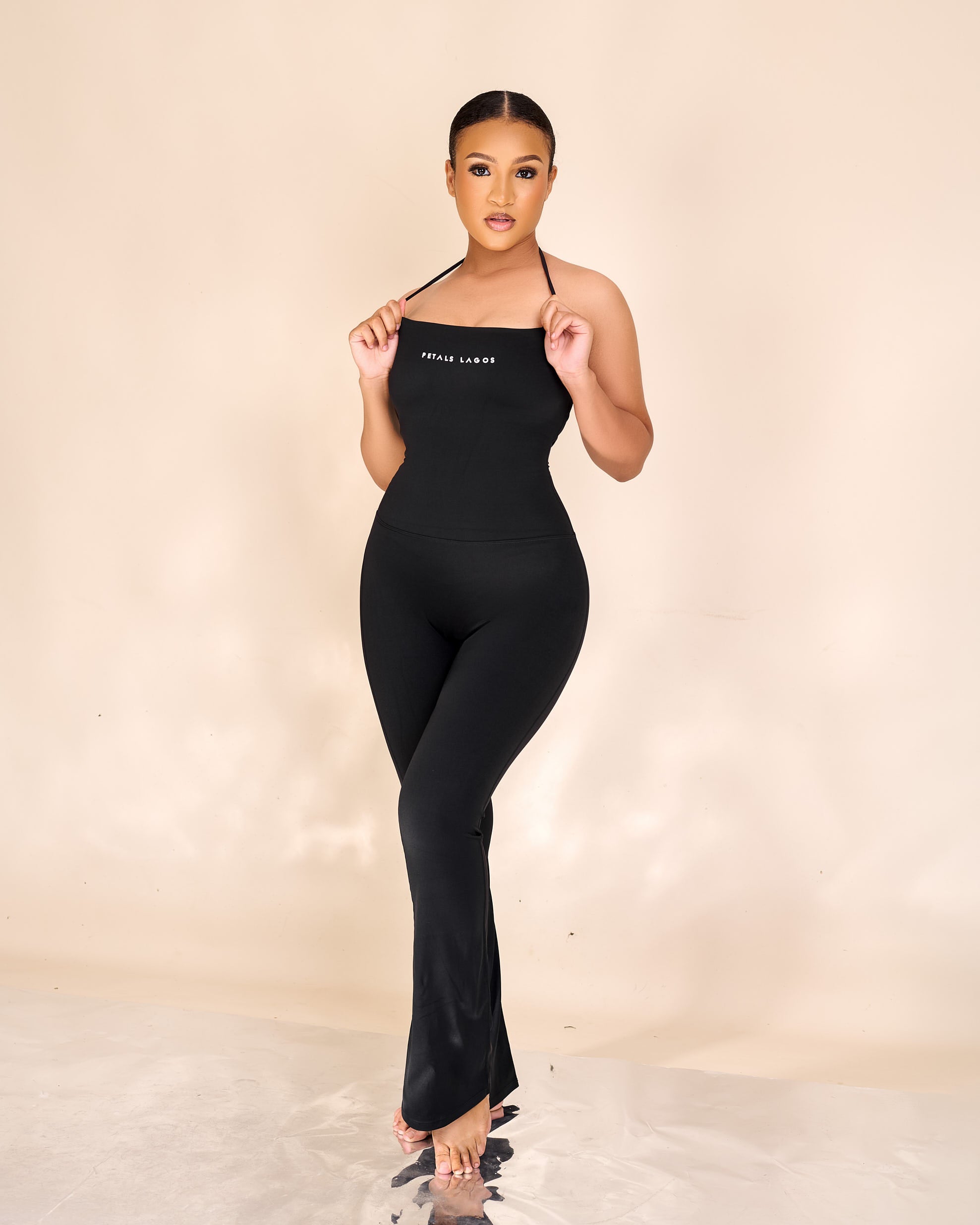 Eesa Halterneck Two Way Flared Jumpsuit