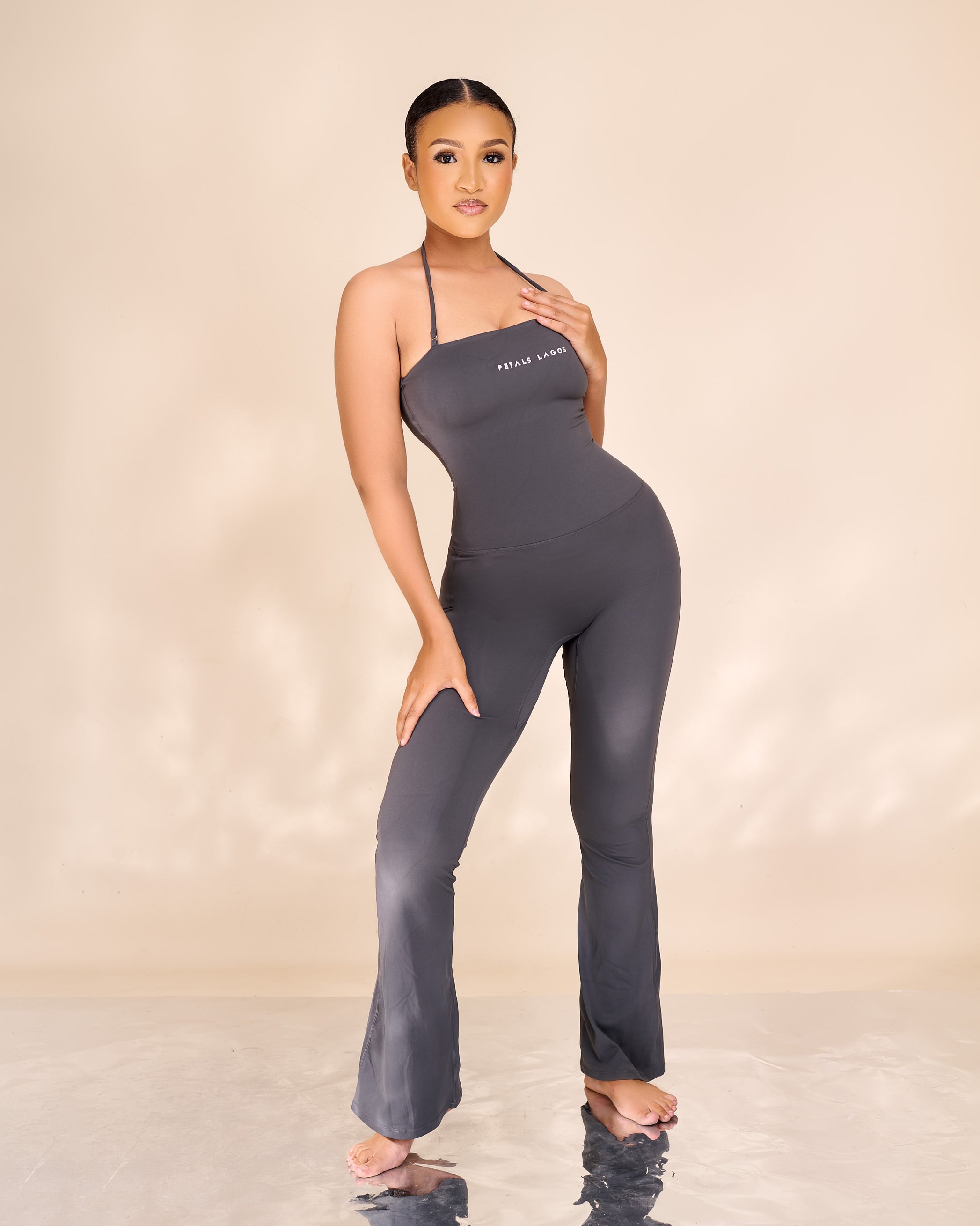 Eesa Halterneck Two Way Flared Jumpsuit