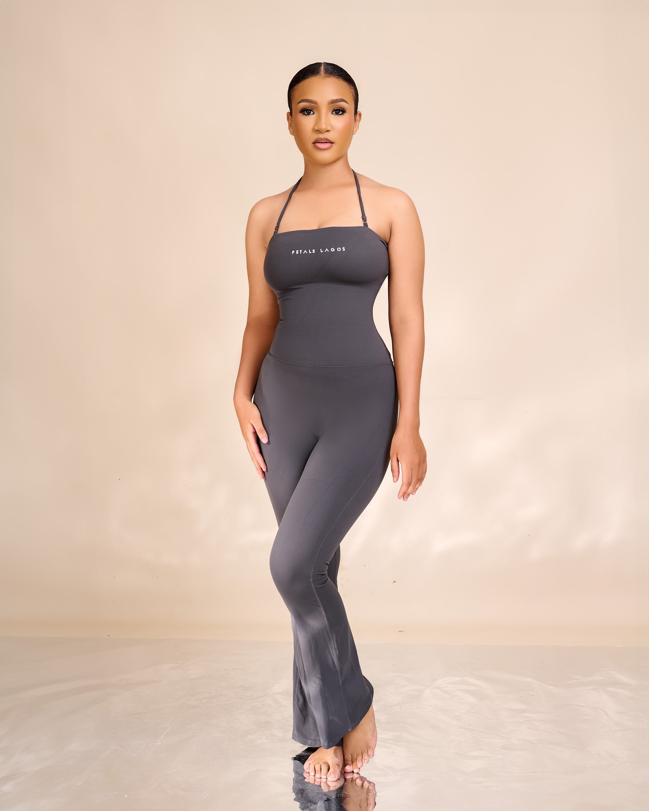 Eesa Halterneck Two Way Flared Jumpsuit