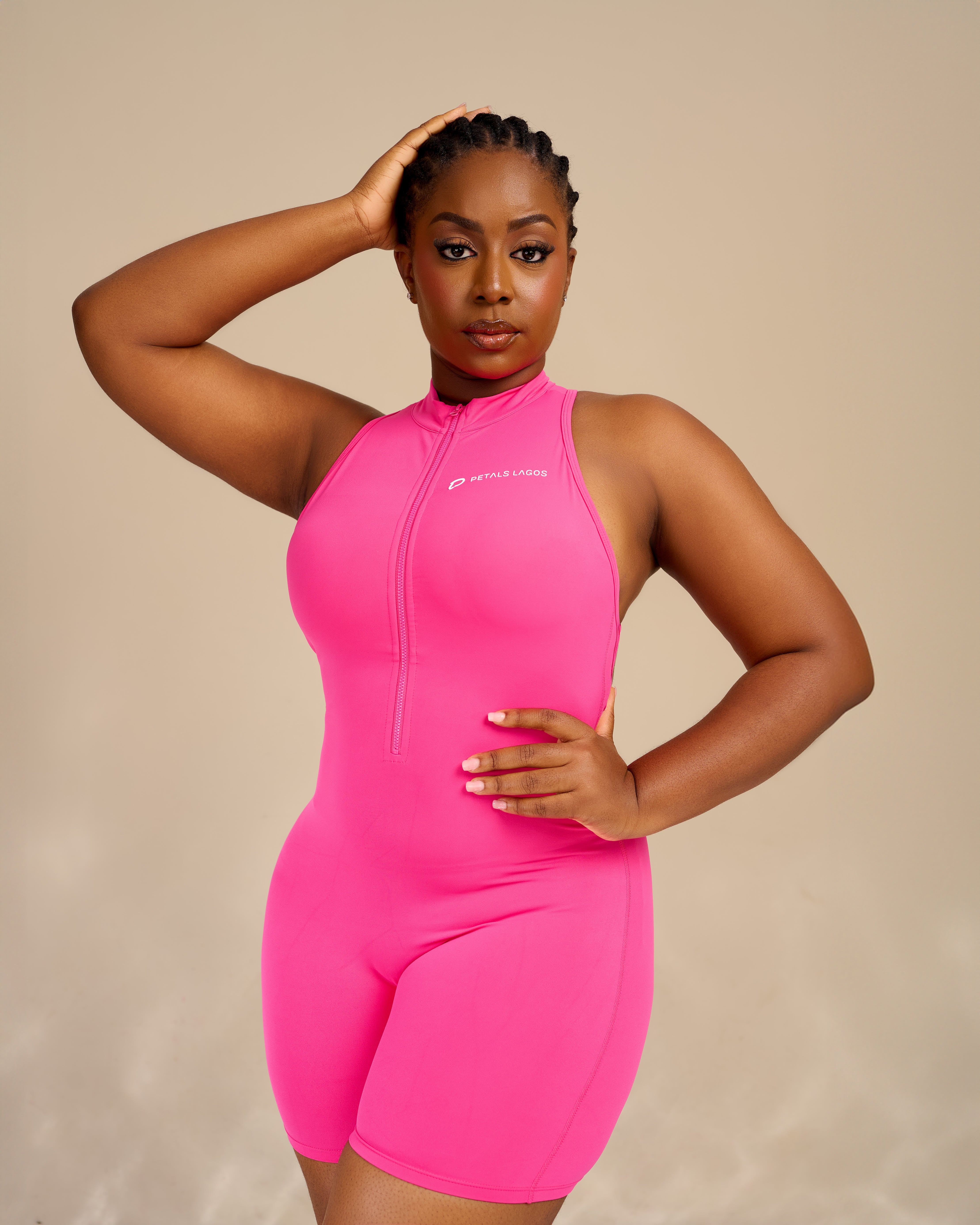 Lia Sculpt Halter Zip-Up Romper