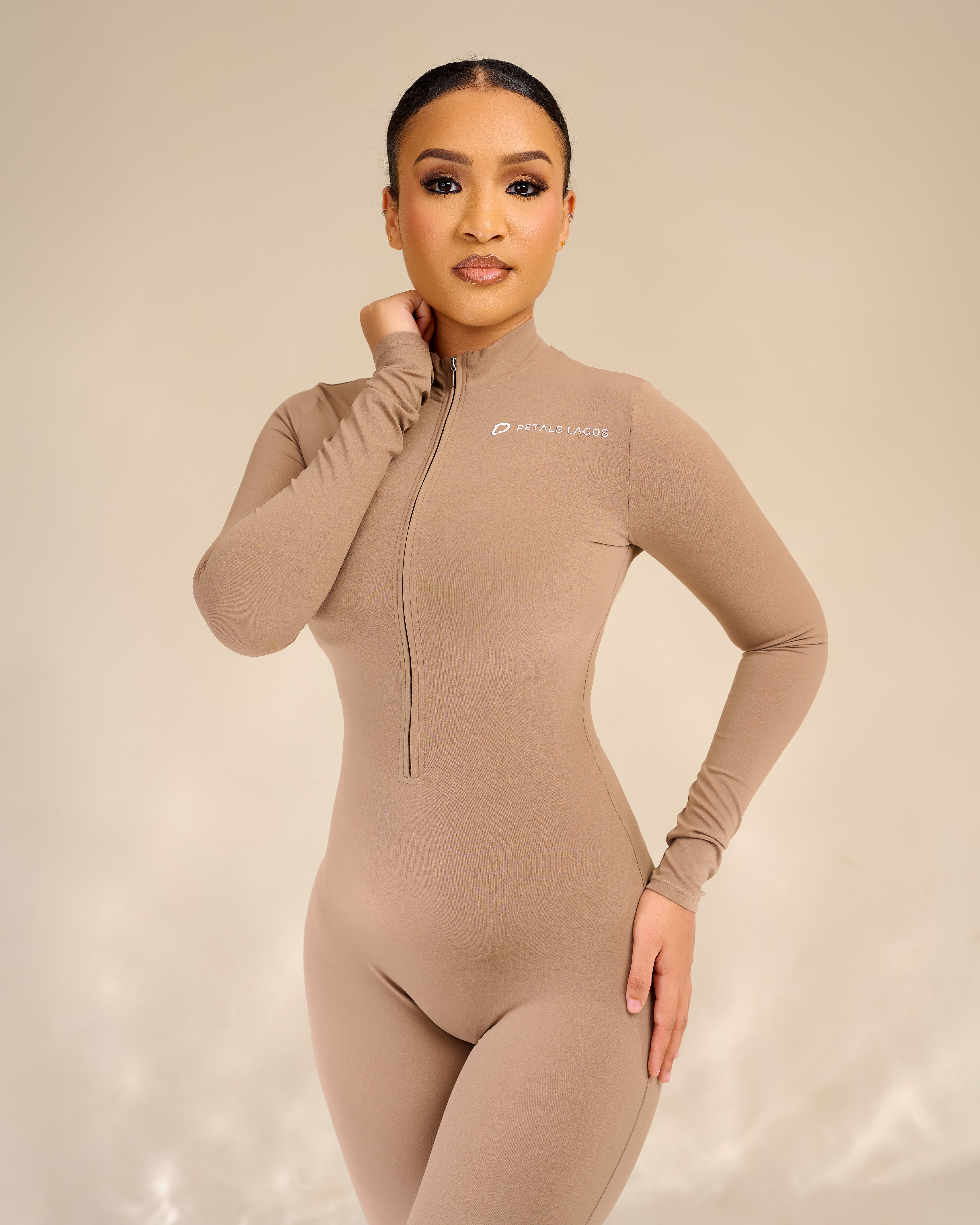 Analie Silhouette Long-sleeve Zip Up Jumpsuit