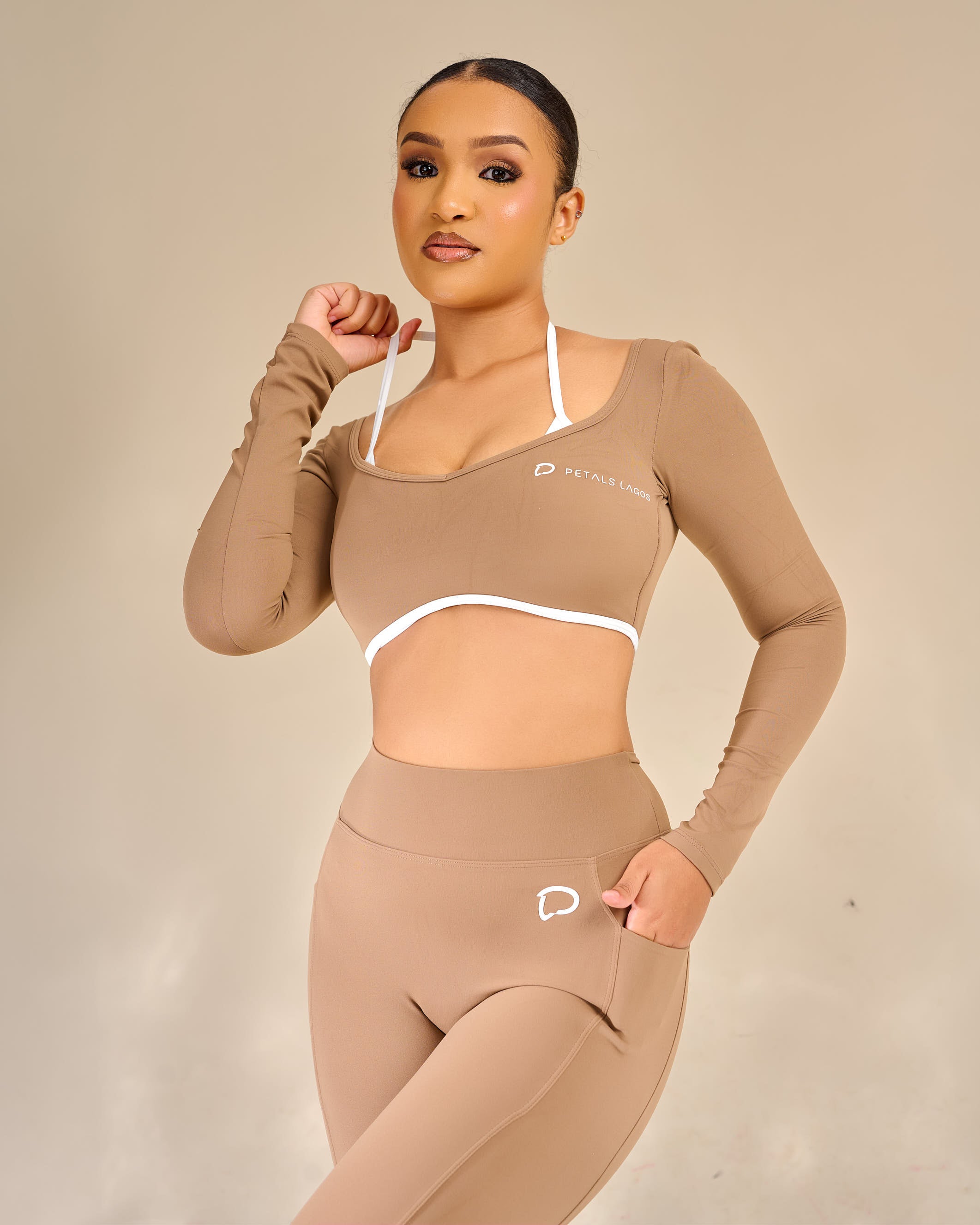 Nonie Halter Open Back Leggings Set