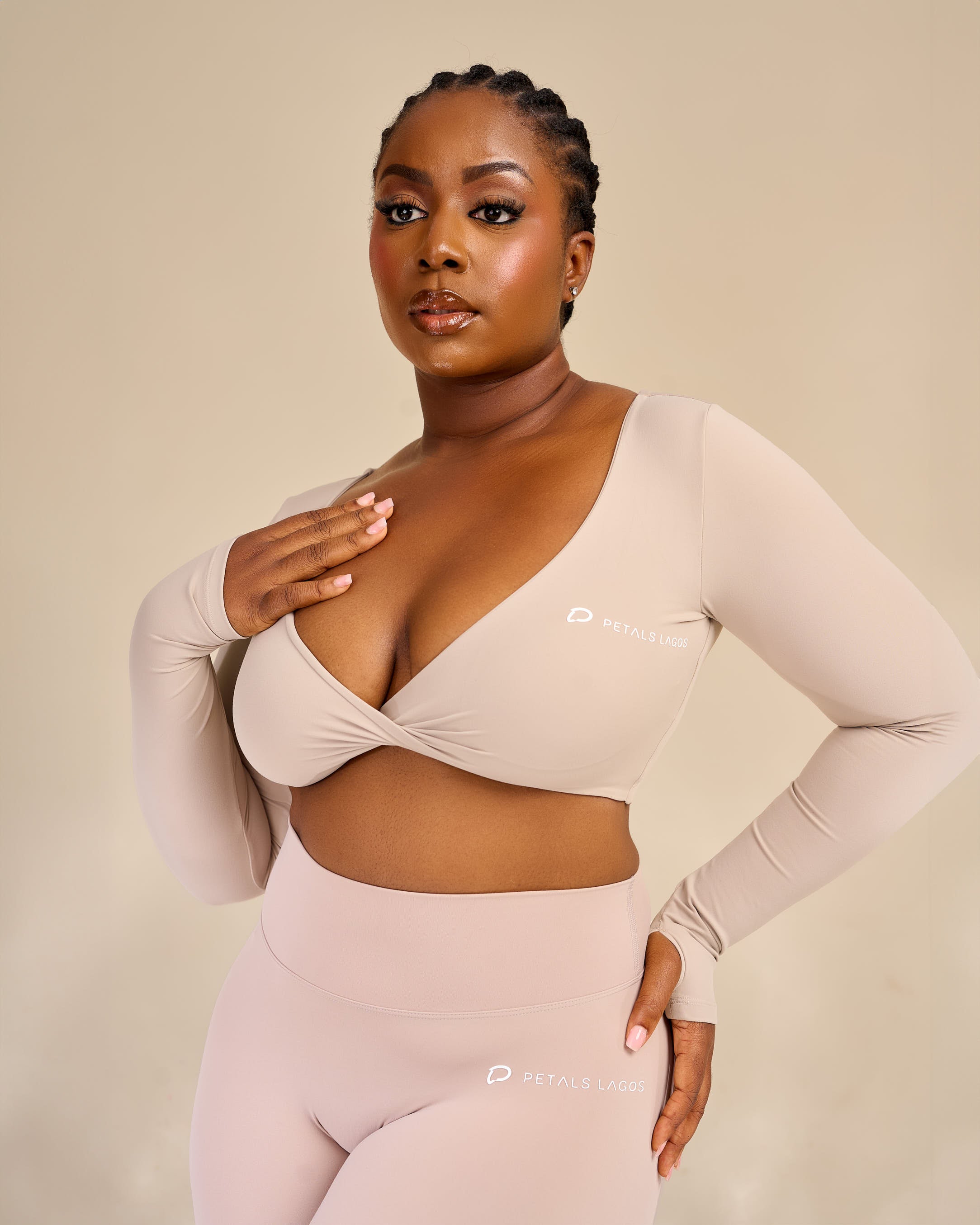 Eurielle Twist-Front Leggings Set