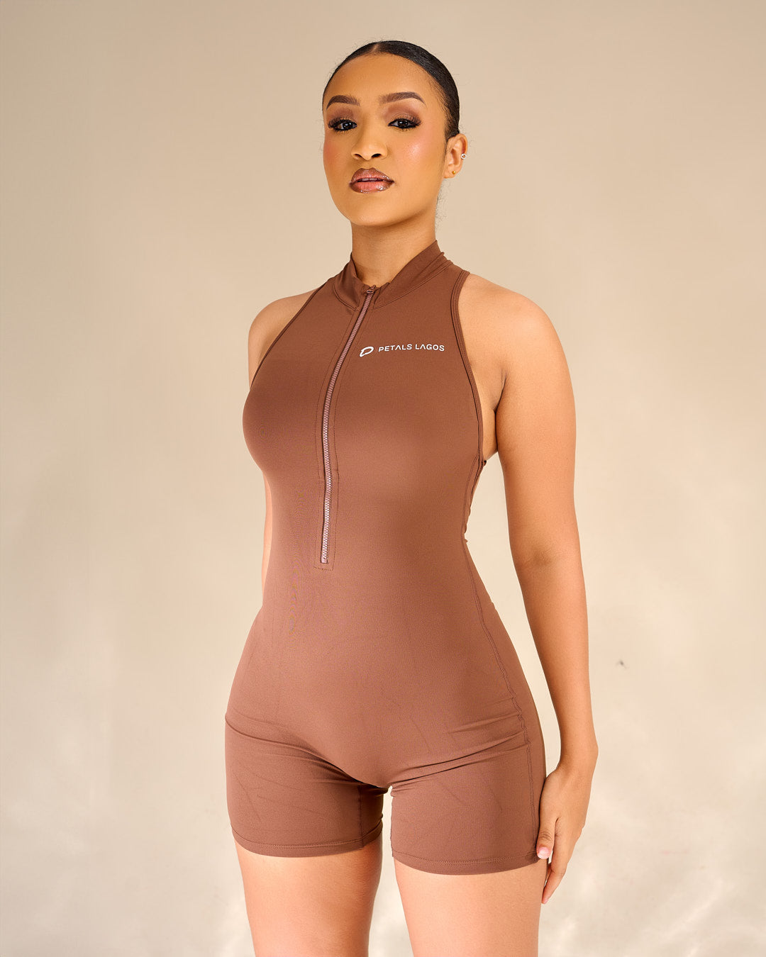 Lia Sculpt Halter Zip-Up Romper