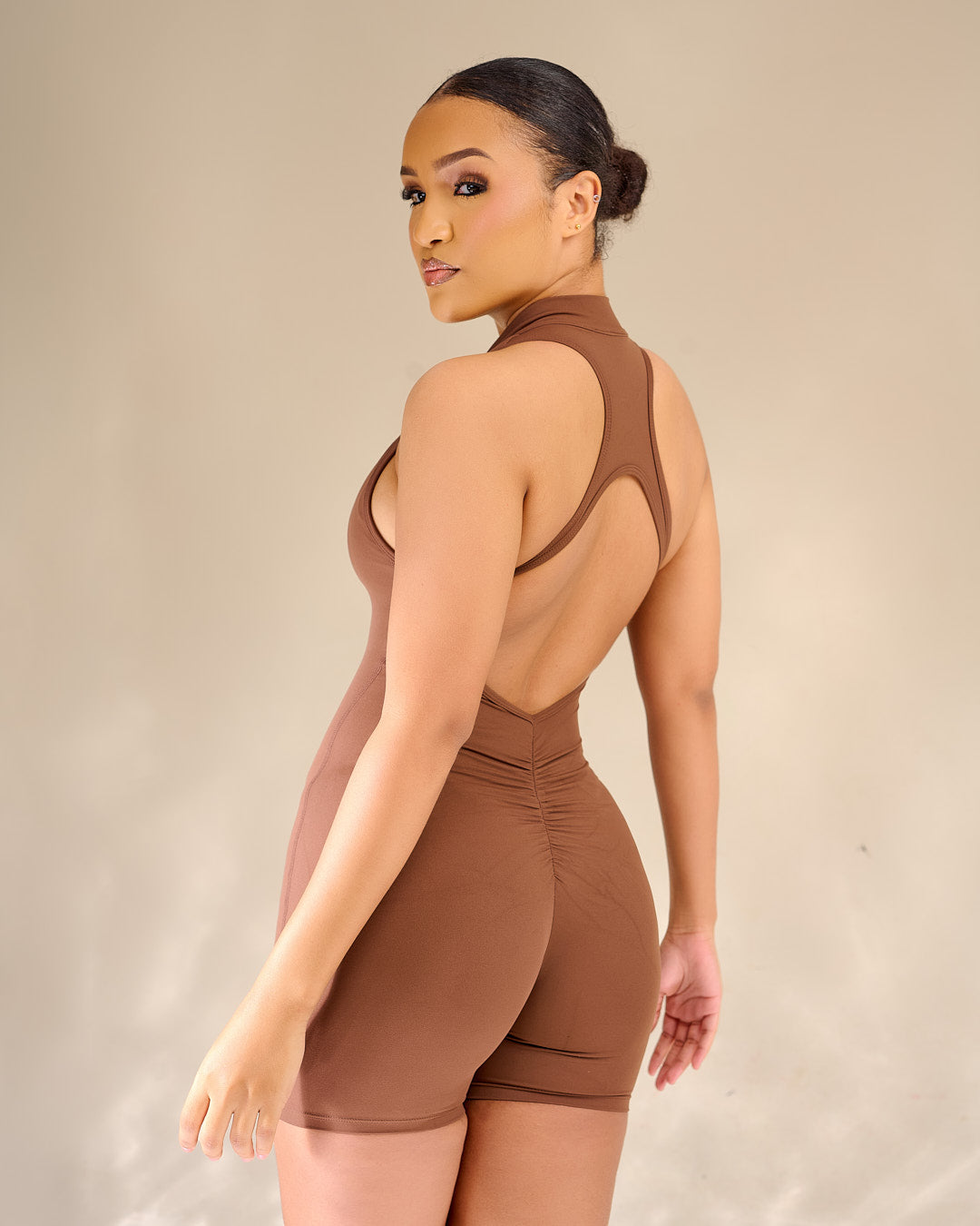 Lia Sculpt Halter Zip-Up Romper