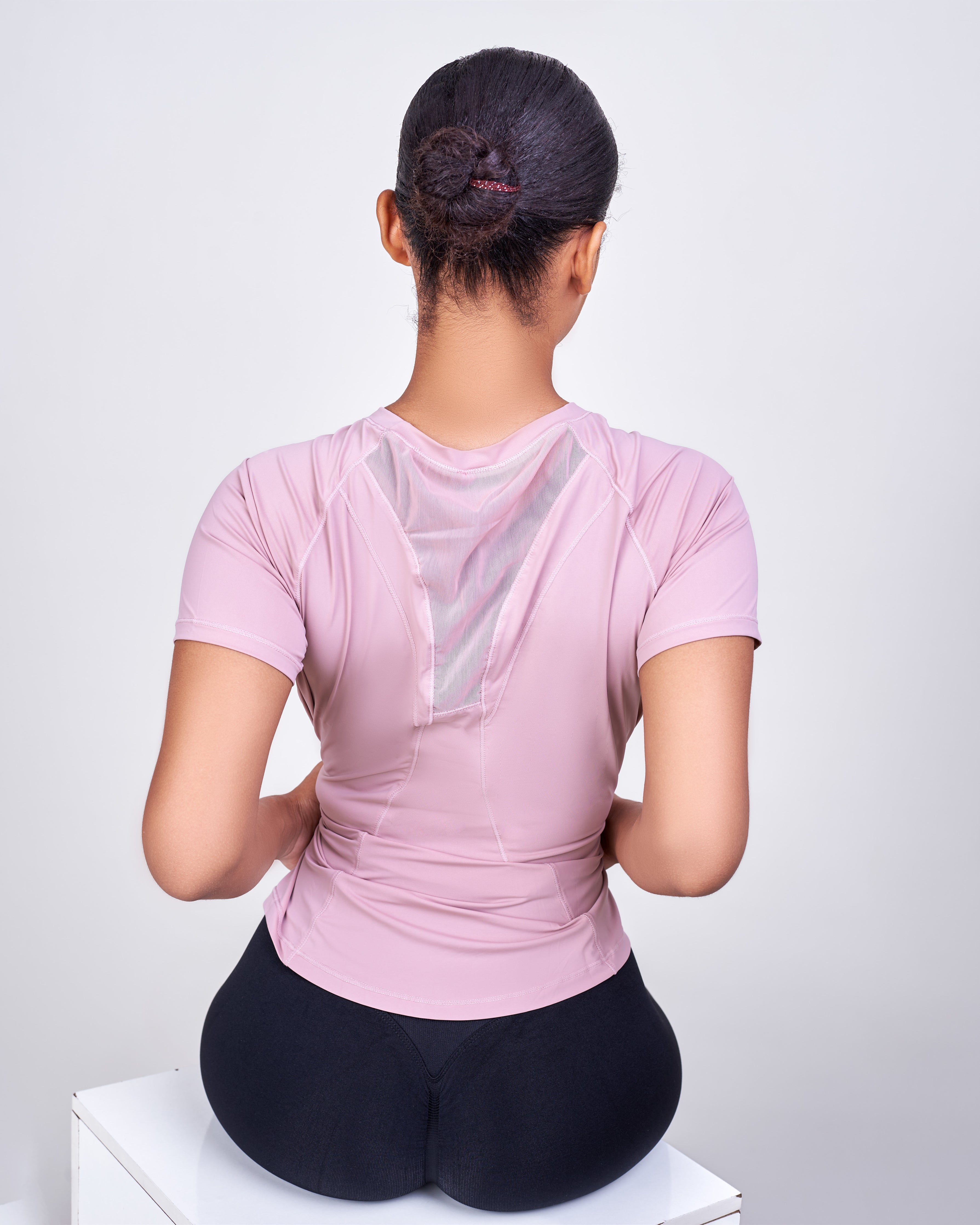 Zinnie Mesh Detail Loose Fit Short - Sleeve Oversized Top