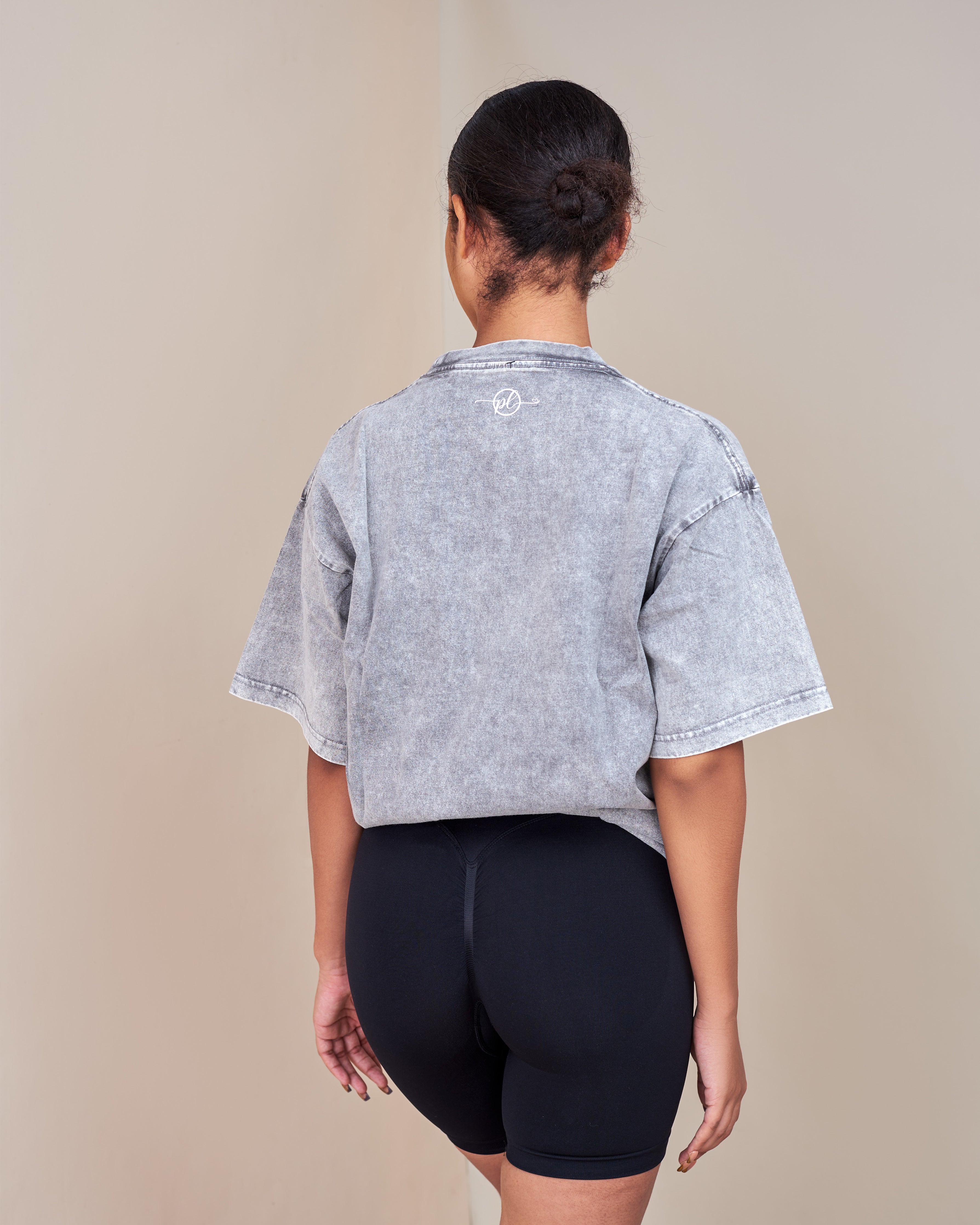 PL Slogan Acid Wash Oversized T-shirt