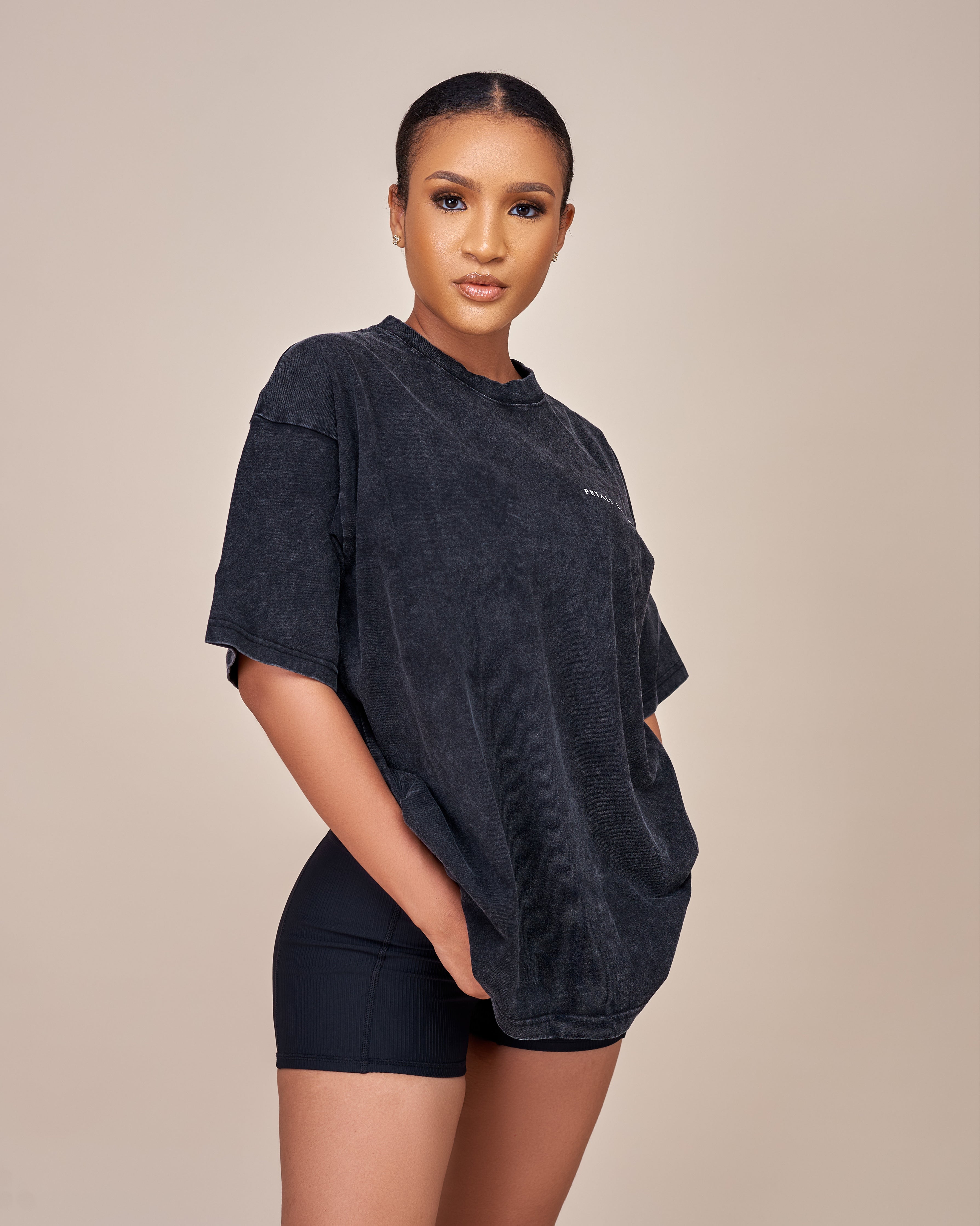 PL Slogan Acid Wash Oversized T-shirt