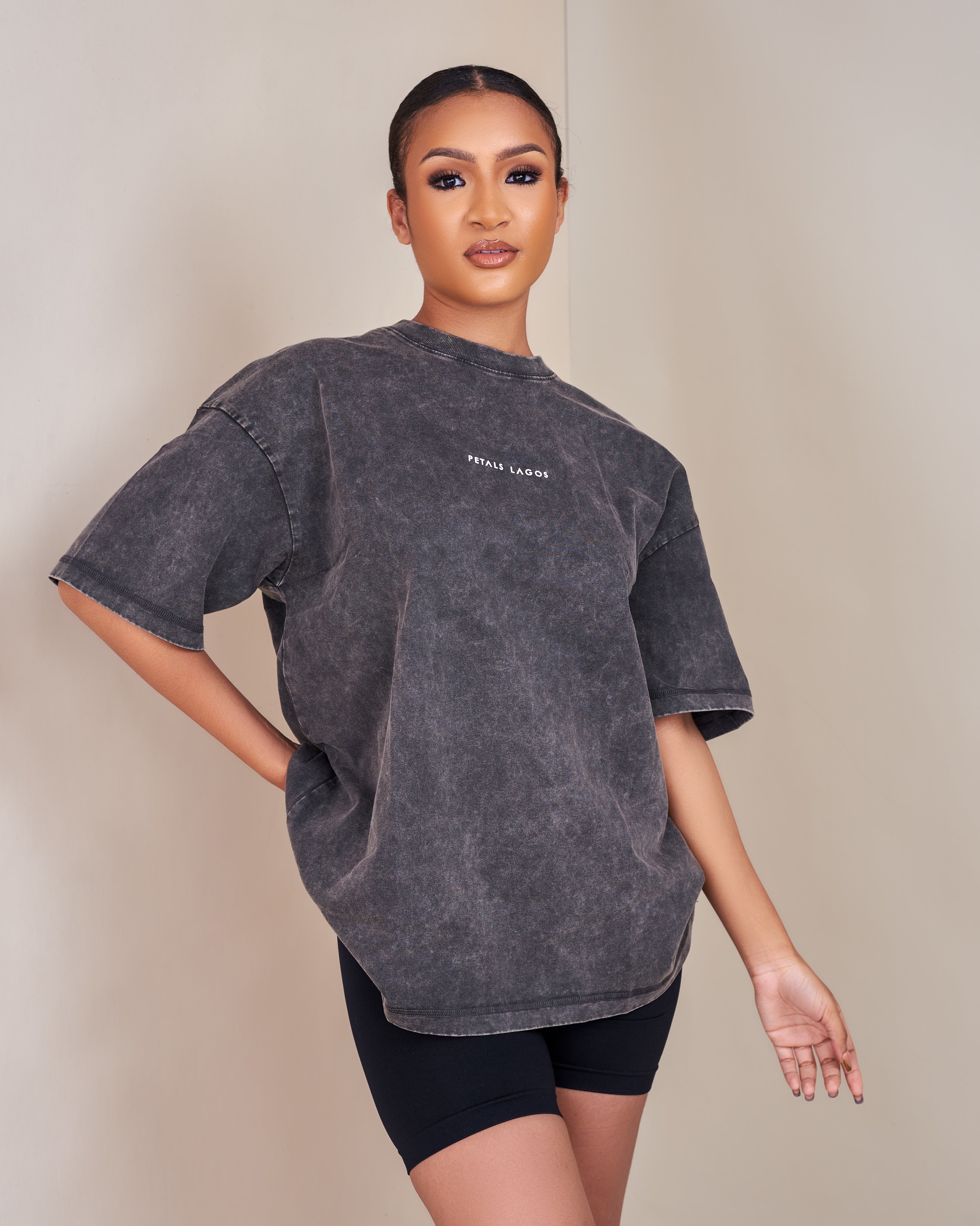 PL Slogan Acid Wash Oversized T-shirt