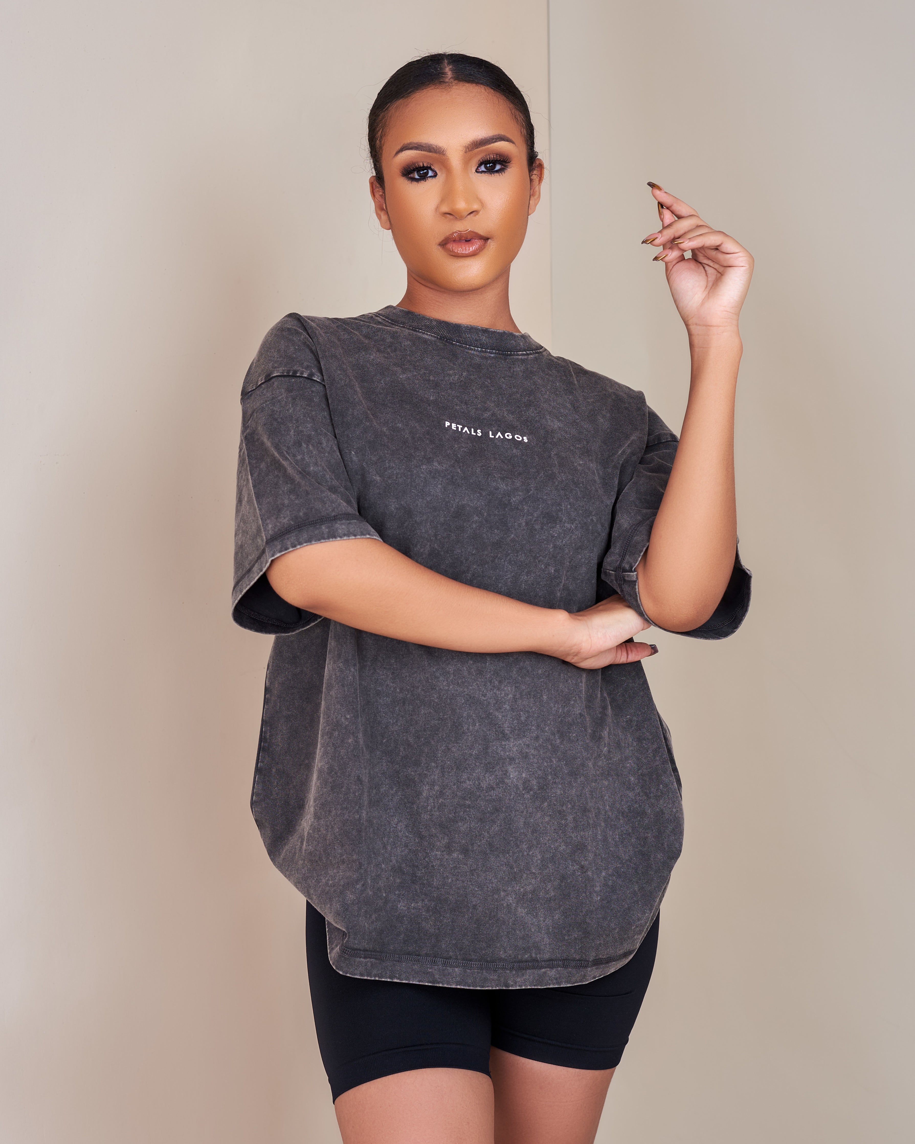 PL Slogan Acid Wash Oversized T-shirt